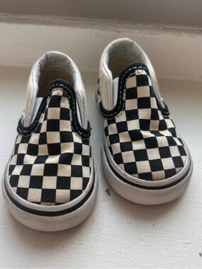 Vans Kids Black and White Checkerboard Slip-On Sneakers